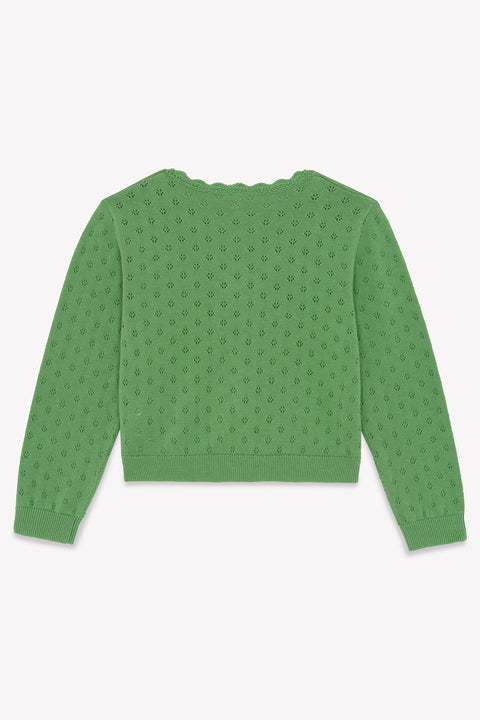 Cardigan - Lou vert coton maille ajourée - Image principale