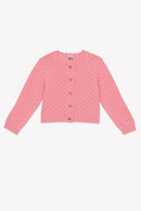 Cardigan - Lou rose coton maille ajourée