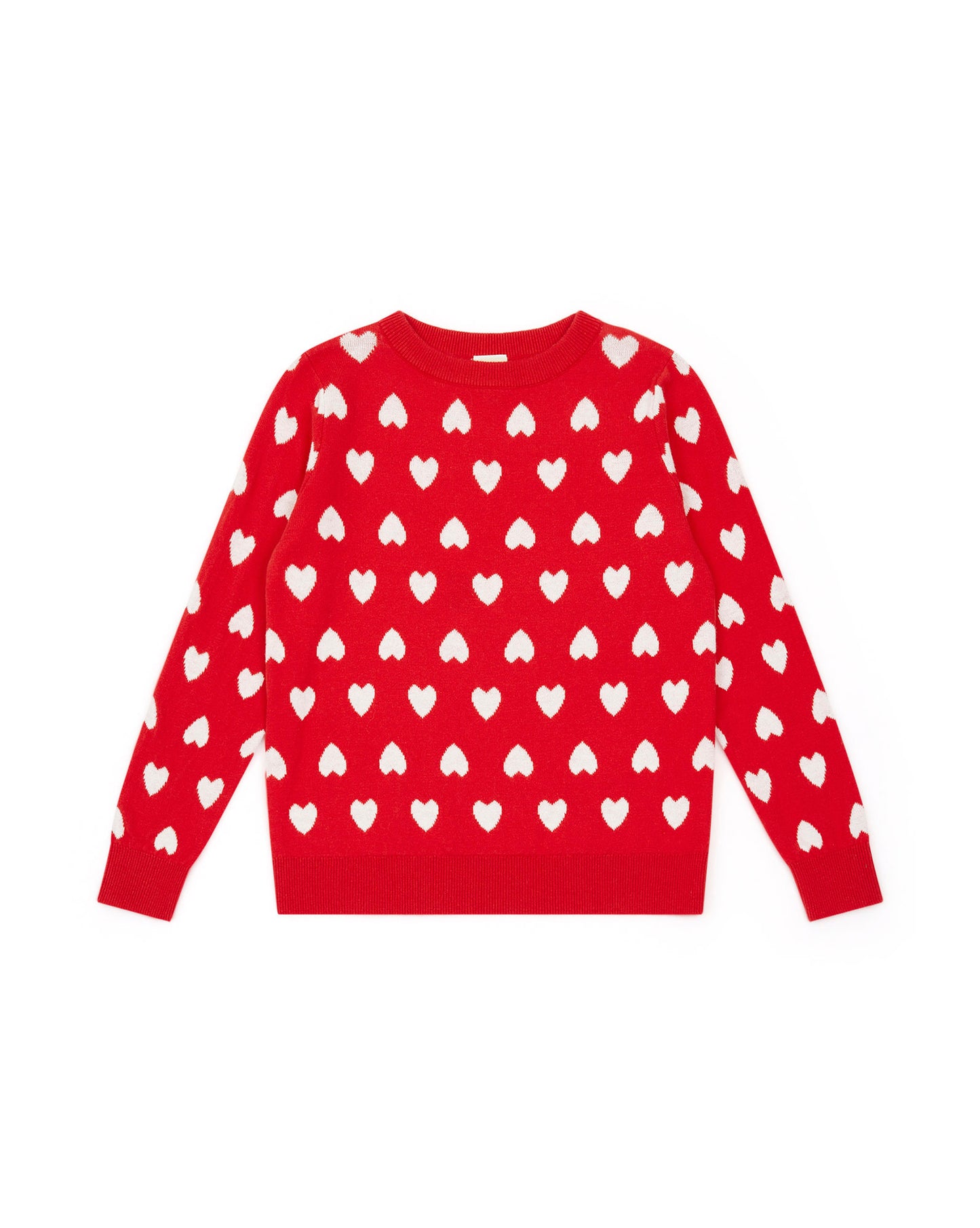 Pull - Paula rouge coton jacquard coeur