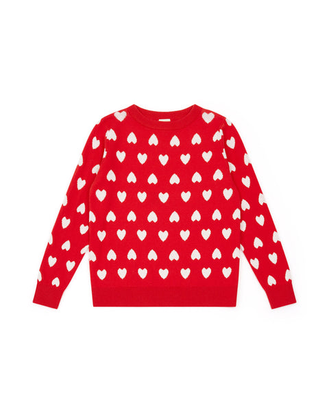 Pull - Paula rouge coton jacquard coeur - Image principale