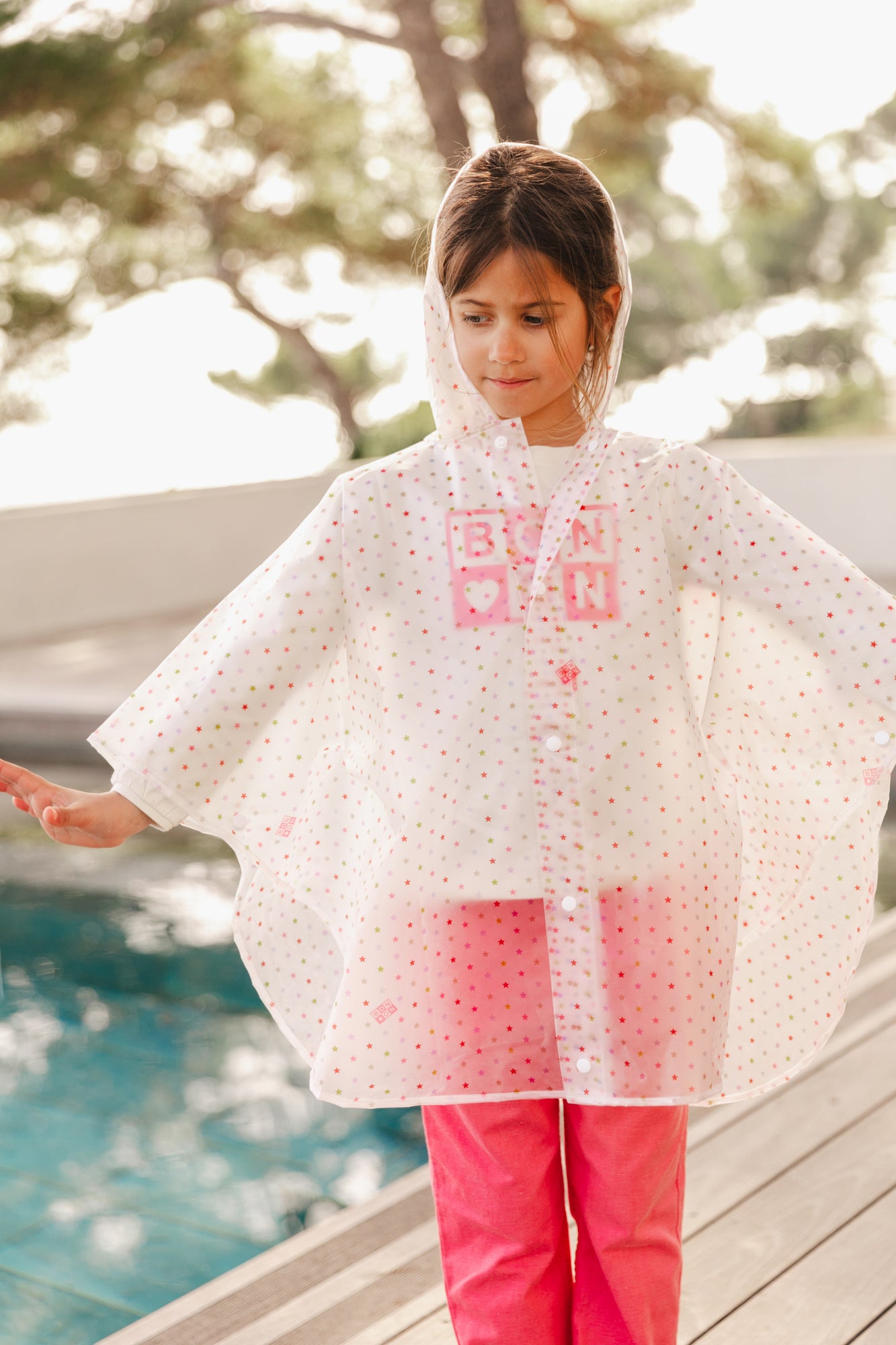 Rain cape - Pink technical PrintE Multi