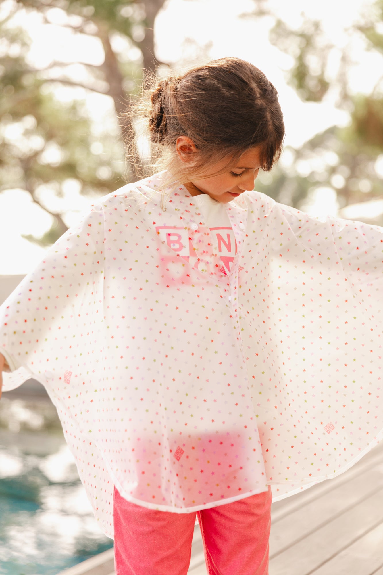 Rain cape - Pink technical PrintE Multi