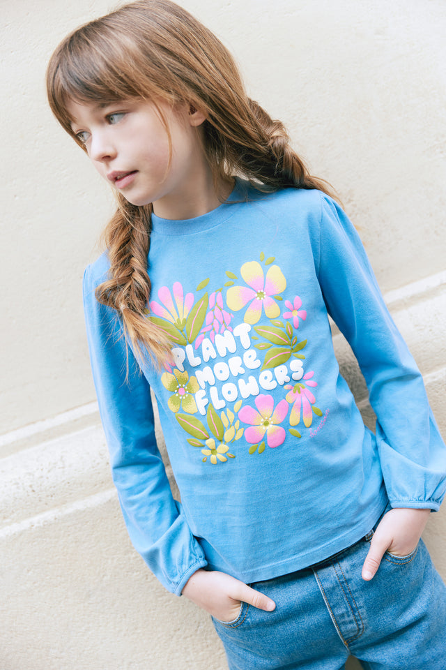 T-shirt - Titty bleu imprimé fleuri - Image principale