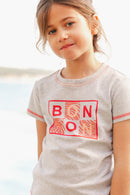 T-shirt - Tubo Grey organic cotton logo Beige