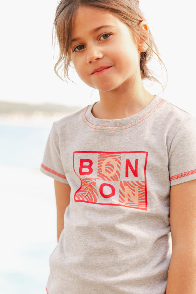 T-shirt - Tubo Grey Organic cotton logo Beige - Image principale