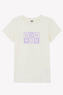 T-shirt - Tubo ecru organic cotton lilac logo