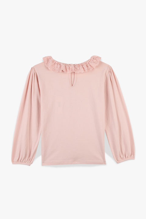 T-shirt - Juna rose clair col volanté - Image principale