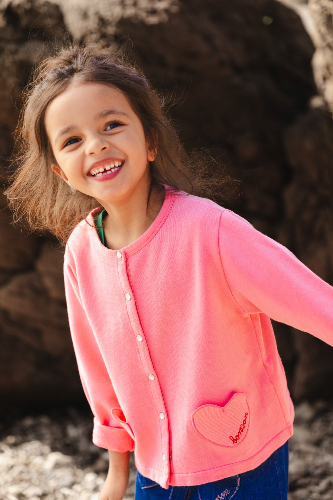 Cardigan - Sister Pink Fleece organic cotton