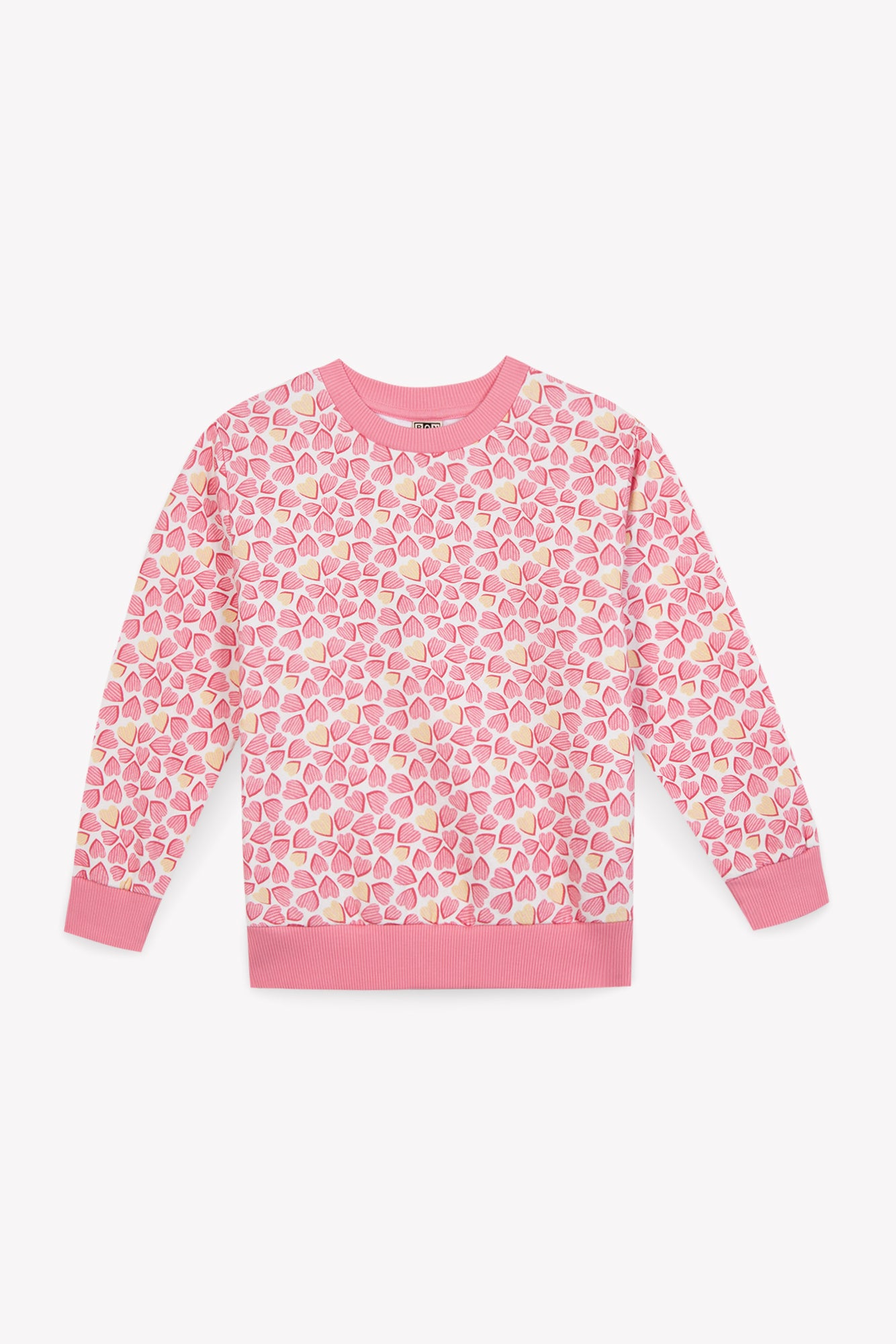 Sweatshirt - smile Pink Fleece cotton Print heart