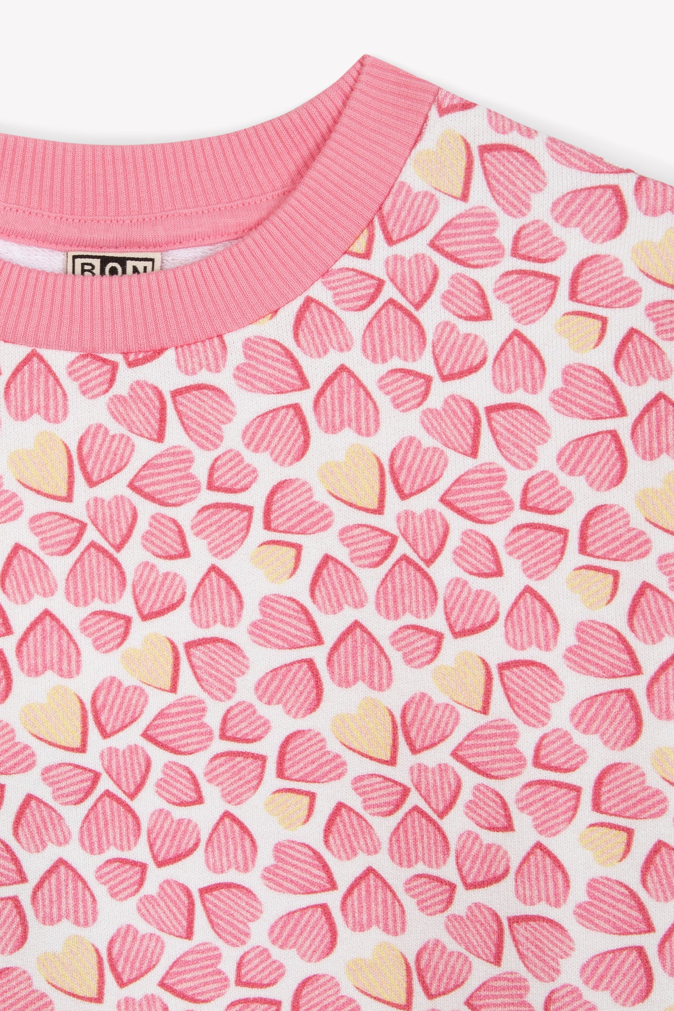 Sweatshirt - smile Pink Fleece cotton Print heart