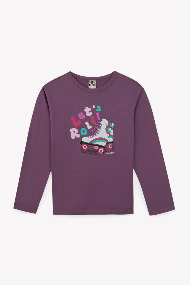 T-shirt - Taxo violet imprimé "Let's roll' - Image principale