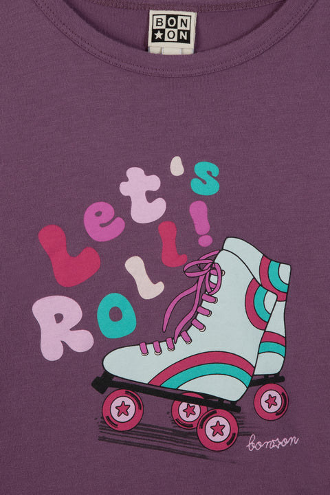 T-shirt - Taxo violet imprimé "Let's roll' - Image principale