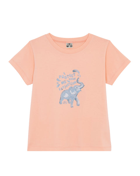 T-shirt - Tubog orange cotton GOTS Print elephant - Image principale