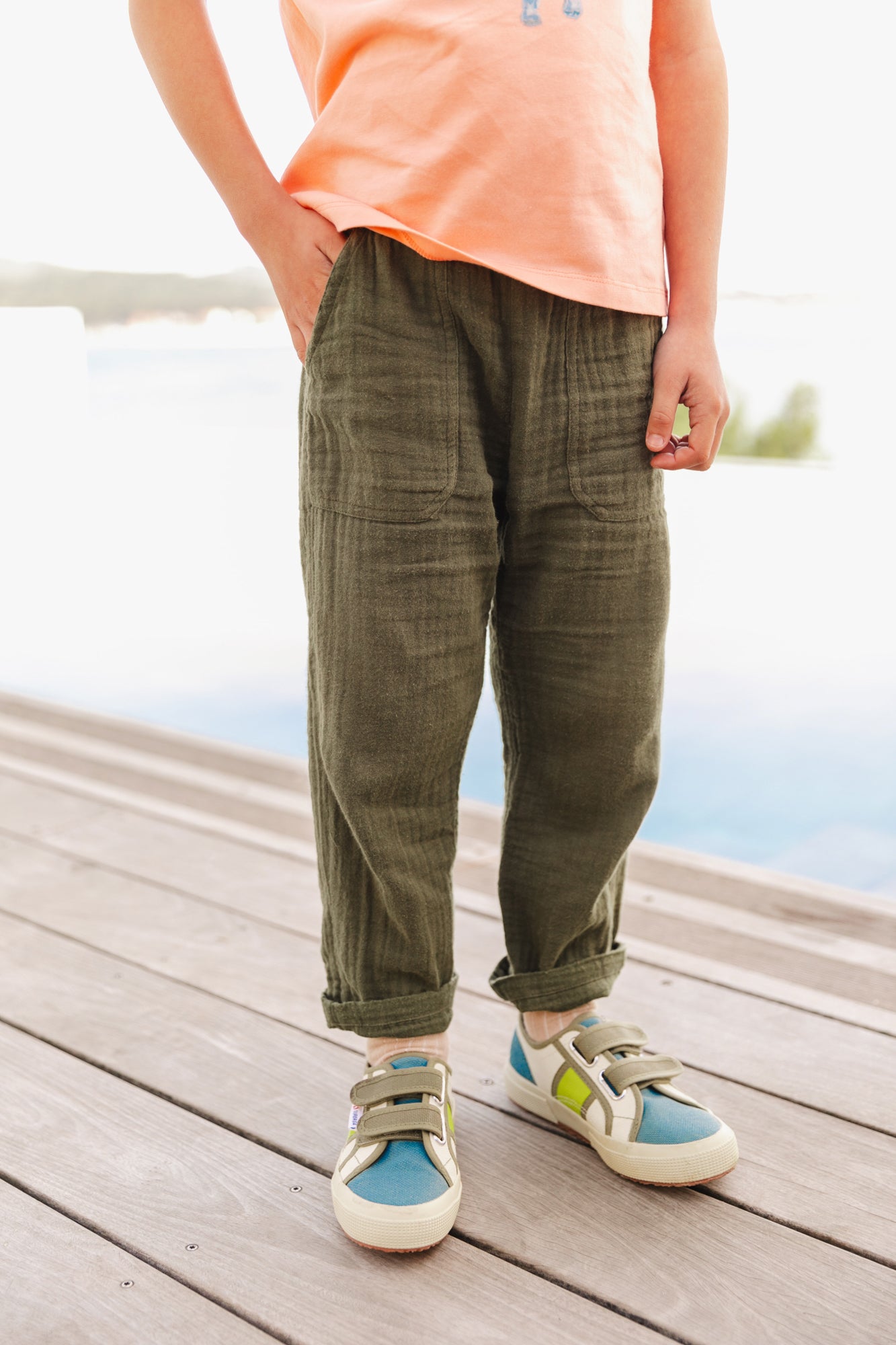 Trousers - Batcha Green Organic cotton gauze