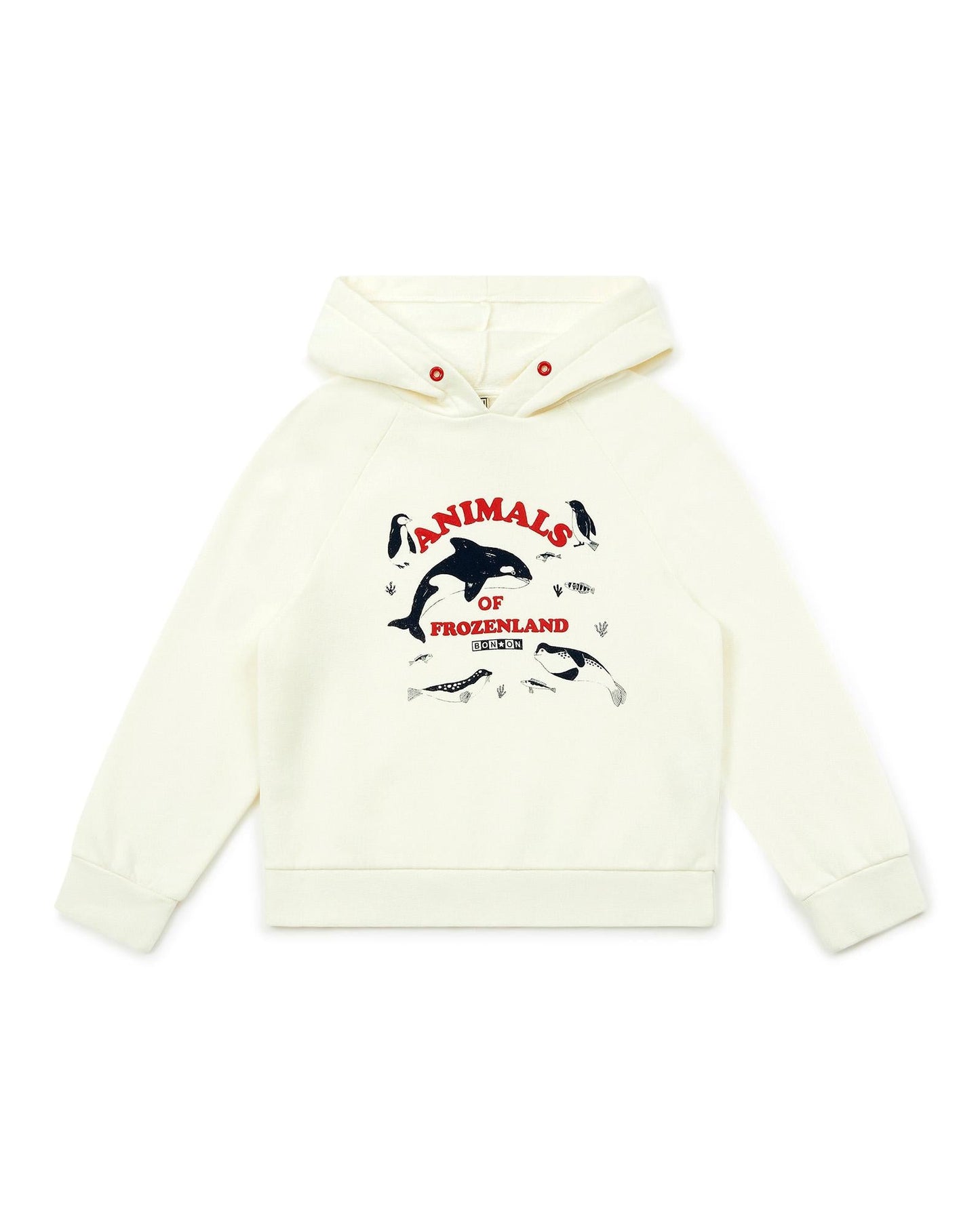 Sweat - capuche Animals beige en 100% coton biologique