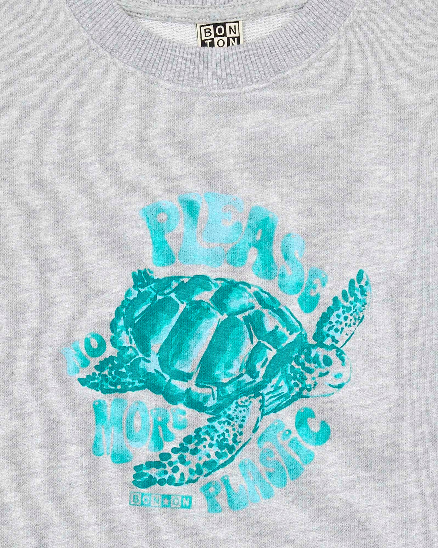 Sweatshirt - smile Grey Fleece cotton Print tortoise