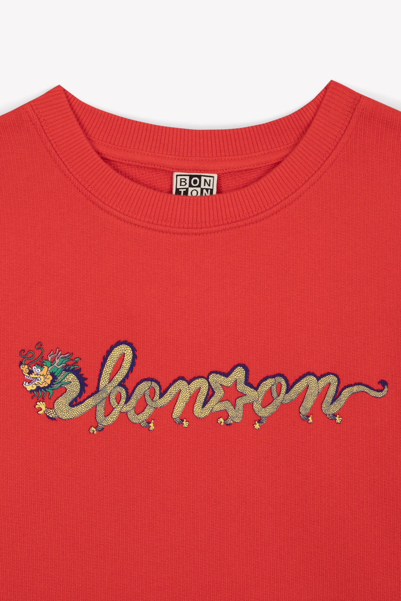 Sweat - Smile rouge molleton coton imprimé dragon