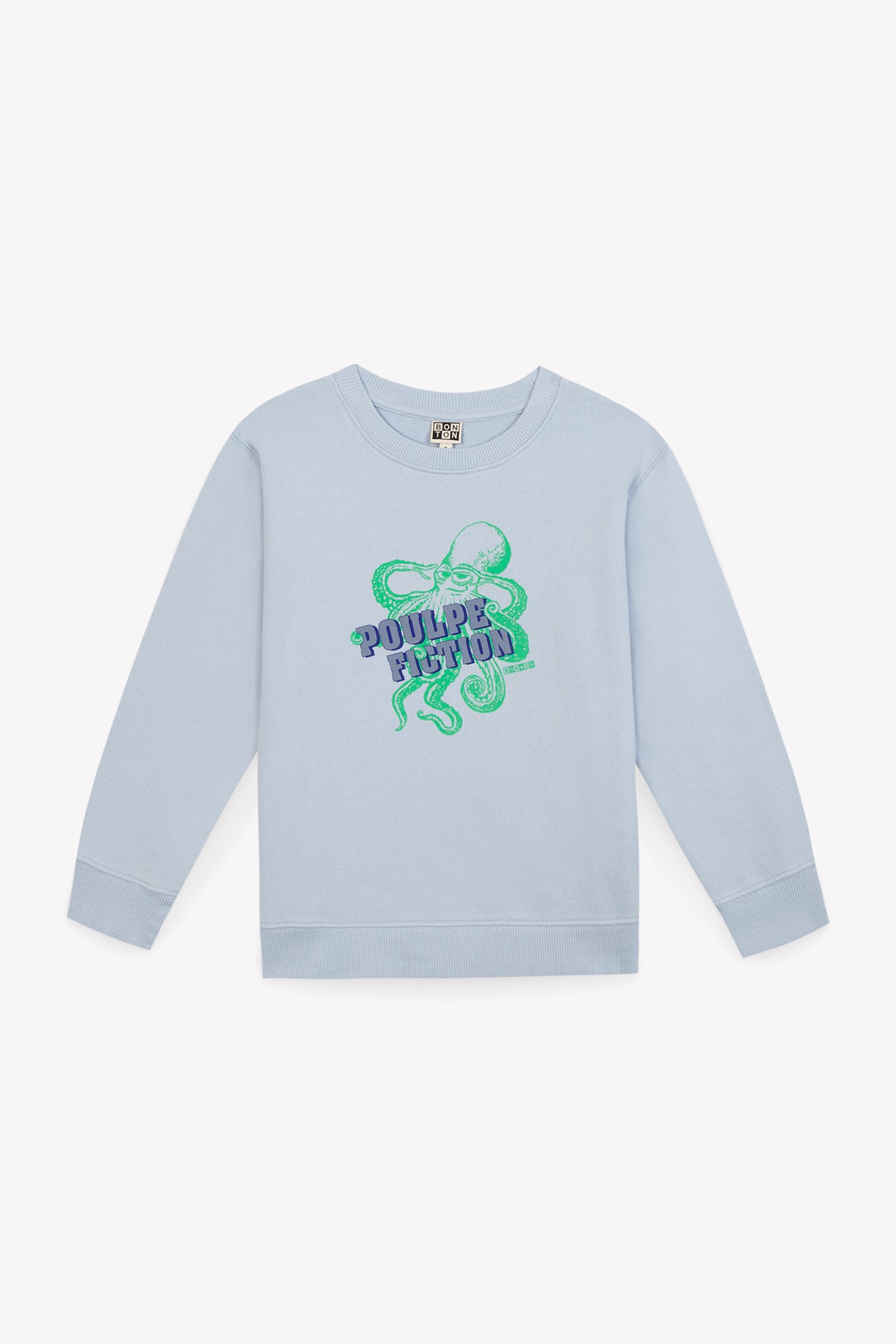 Sweat - Smile bleu molleton coton imprimé poulpe