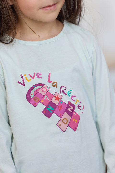 T-shirt - Taxi bleu clair illustration "Vive la recrée" - Image principale