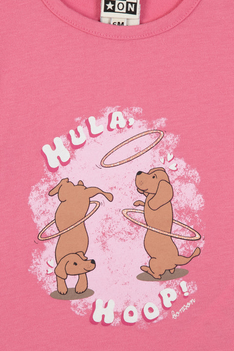 T-shirt - Taxi rose illustration chiens - Image principale