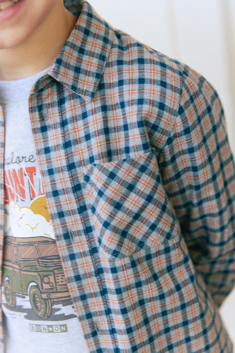 Chemise - Paname à carreaux gris/orange - Image principale