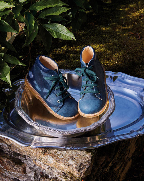 Toddler - BONTON x ANGULUS Bleues Bébé en cuir - Image principale