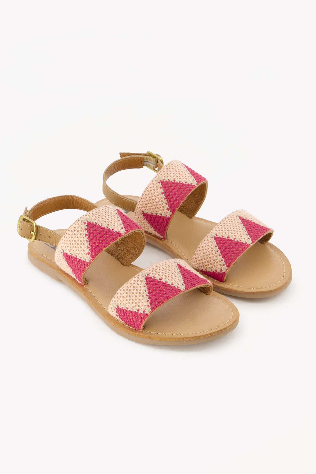 Sandals - Sandra Pink Cross dots leather