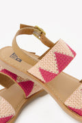 Sandals - Sandra Pink Cross dots leather