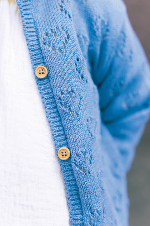 Cardigan - Cœur pointelle Bleu - Image principale