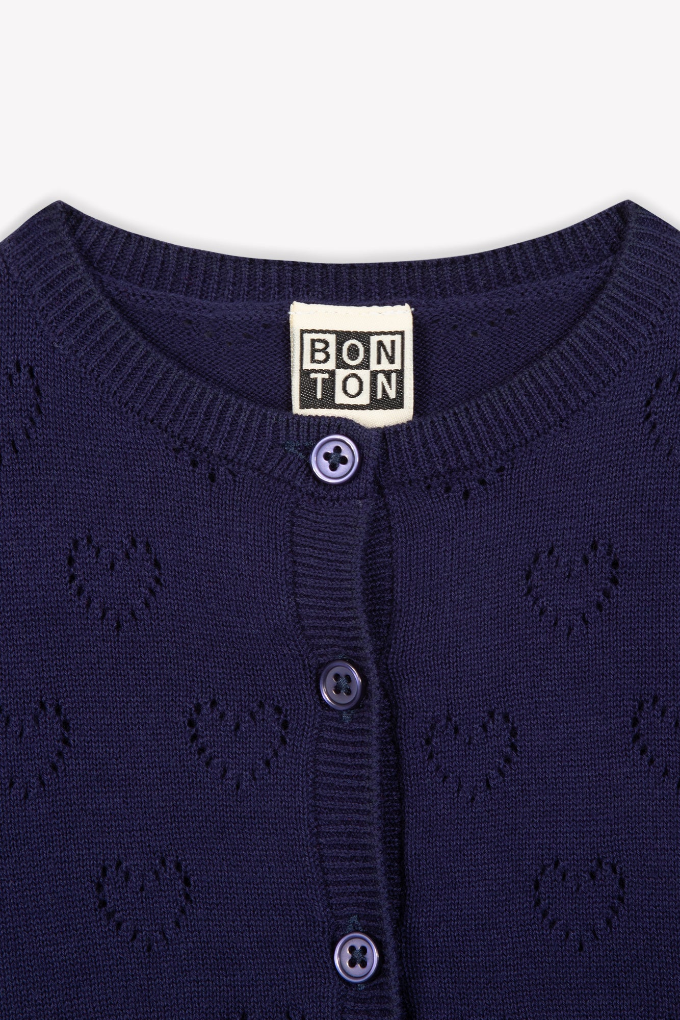 Cardigan - LILET Blue Baby cotton Knitwearopenwork