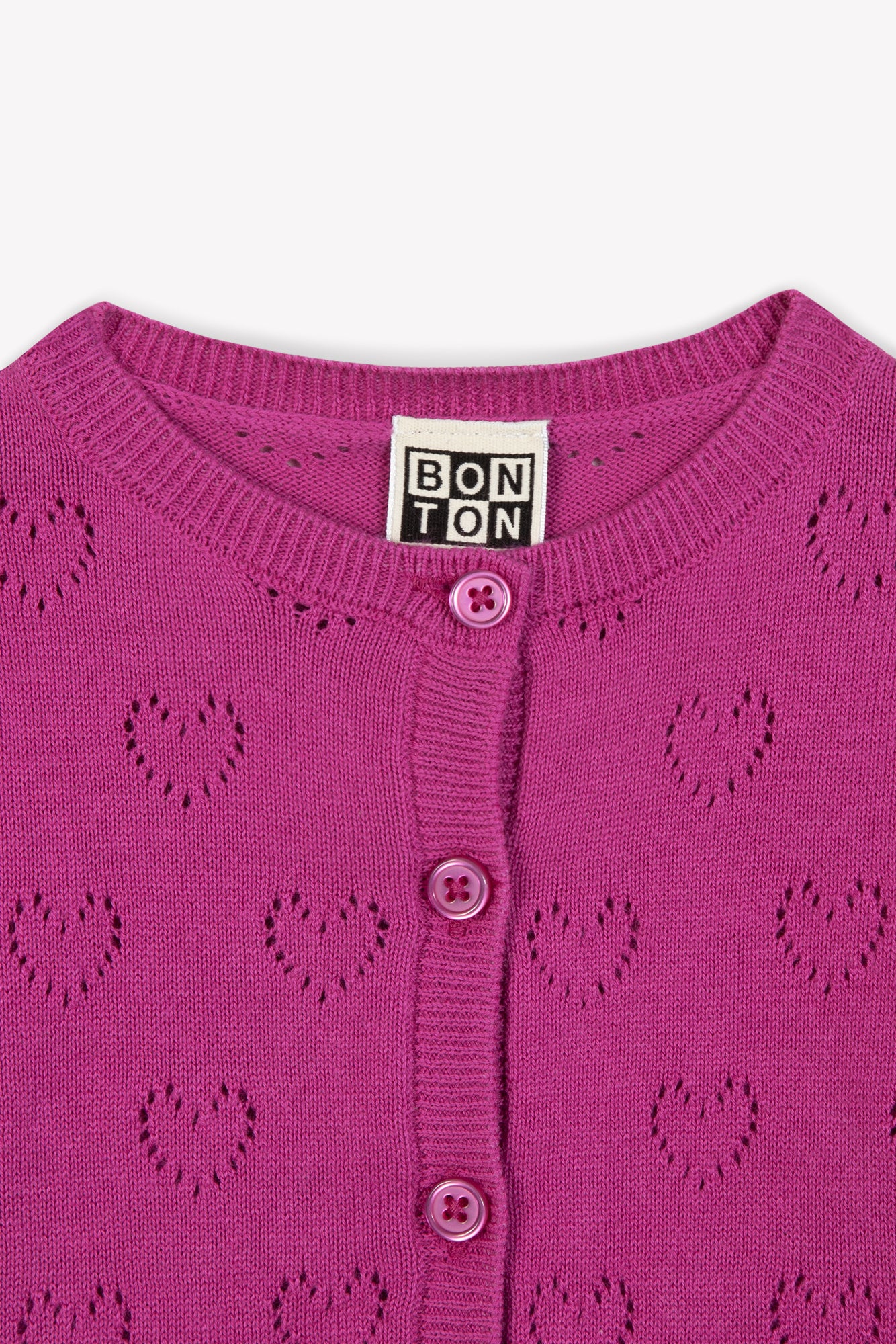 Cardigan - Fuschia LILET Baby Knitwearopenwork cotton