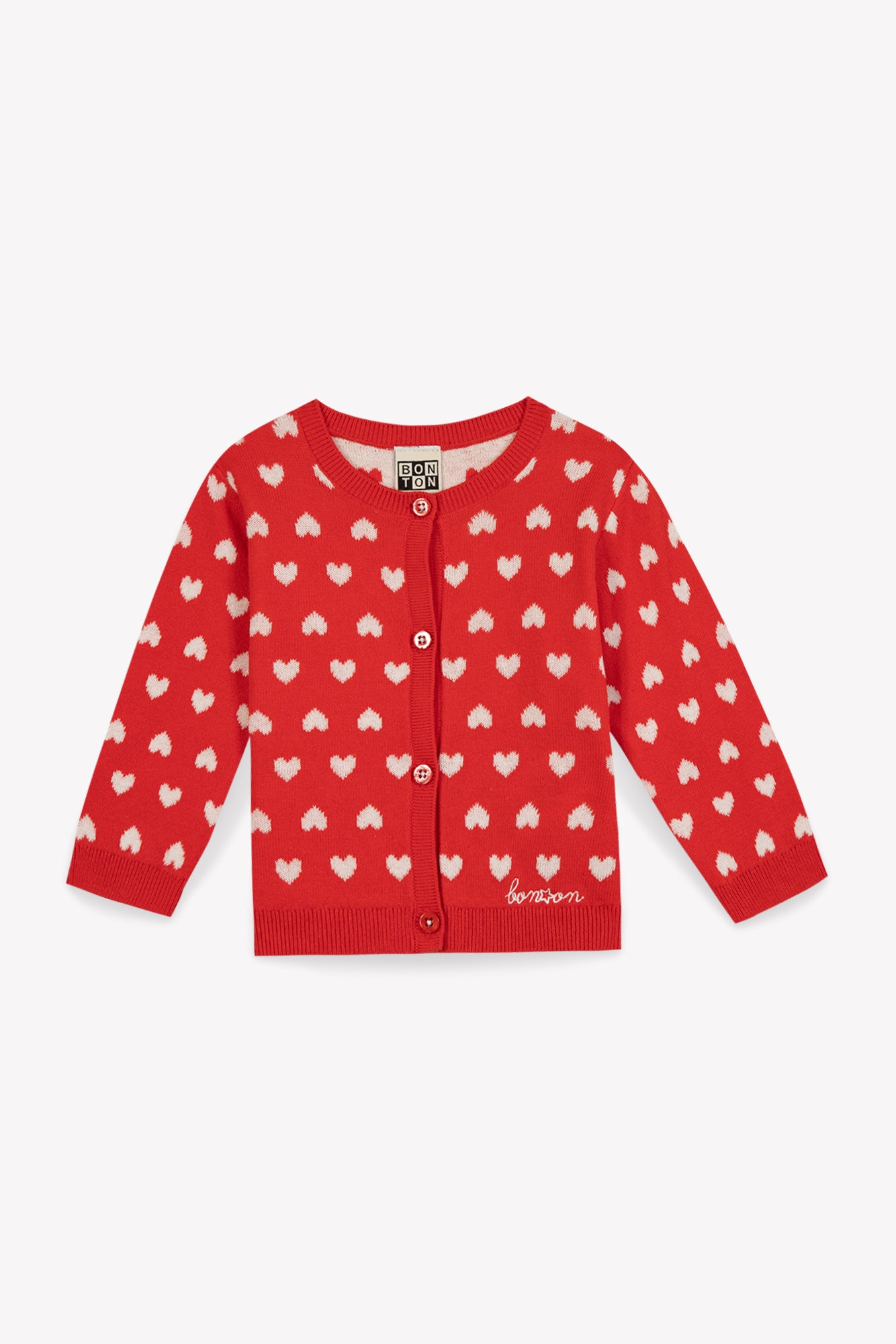 Cardigan - LILET Red Baby cotton Knitwearjacquard