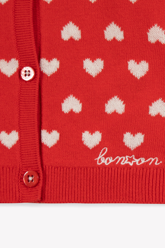 Cardigan - LILET Red Baby cotton Knitwearjacquard - Image alternative