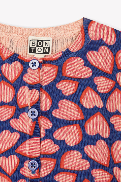 Cardigan - Lilet bleu Bébé coton maille imprimée - Image principale