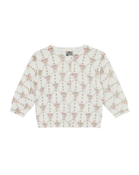 Cardigan - Lilet rose Bébé coton maille imprimée - Image principale