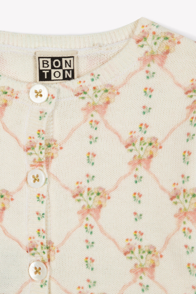 Cardigan - Lilet rose Bébé coton maille imprimée - Image alternative