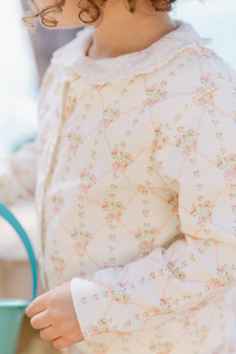 Cardigan - Lilet rose Bébé coton maille imprimée - Image principale