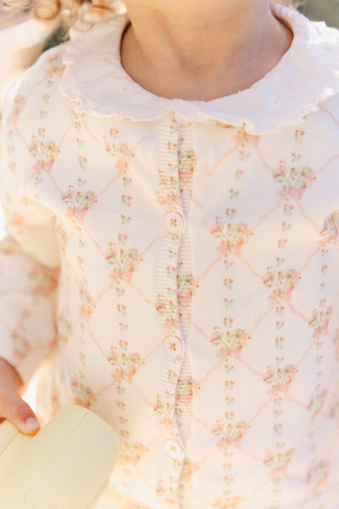 Cardigan - Lilet rose Bébé coton maille imprimée - Image principale