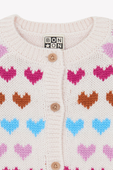 Cardigan - Lilet coeurs beige - Image principale