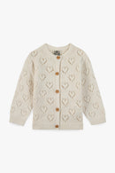 Cardigan - Cœur pointelle Crème