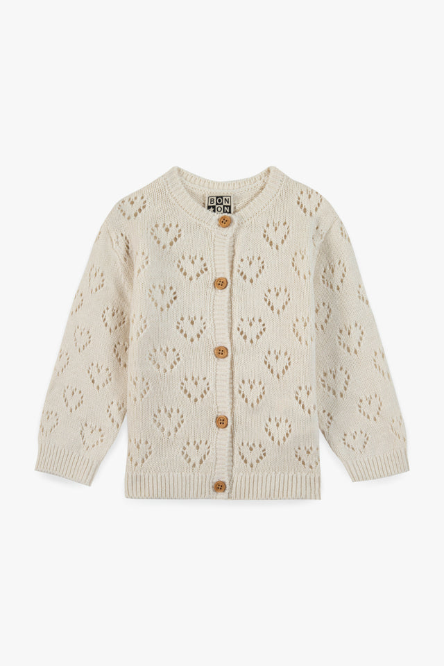 Cardigan - Cœur pointelle Crème - Image principale
