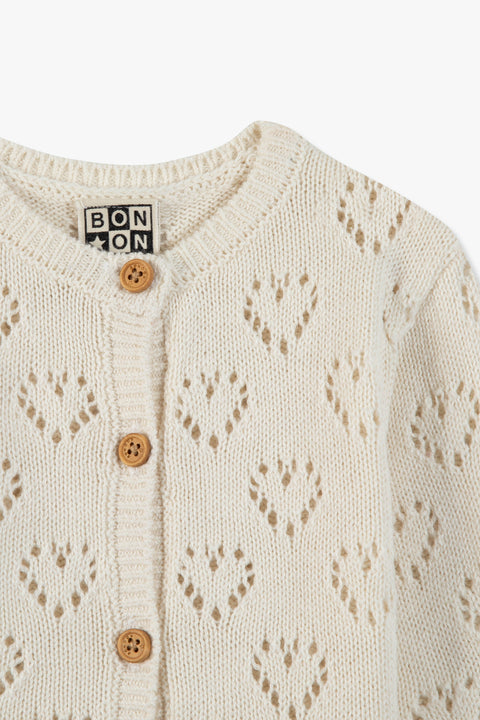 Cardigan - Cœur pointelle Crème - Image principale