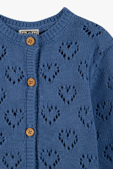 Cardigan - Cœur pointelle Bleu - Image principale