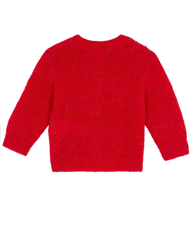 Cardigan - Mini Bernard rouge bébé en maille ajourée - Image alternative