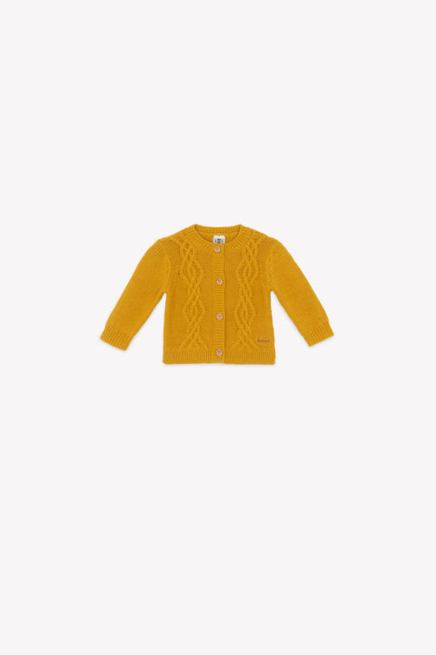 Cardigan - Bernard en tricot torsadé jaune - Image principale