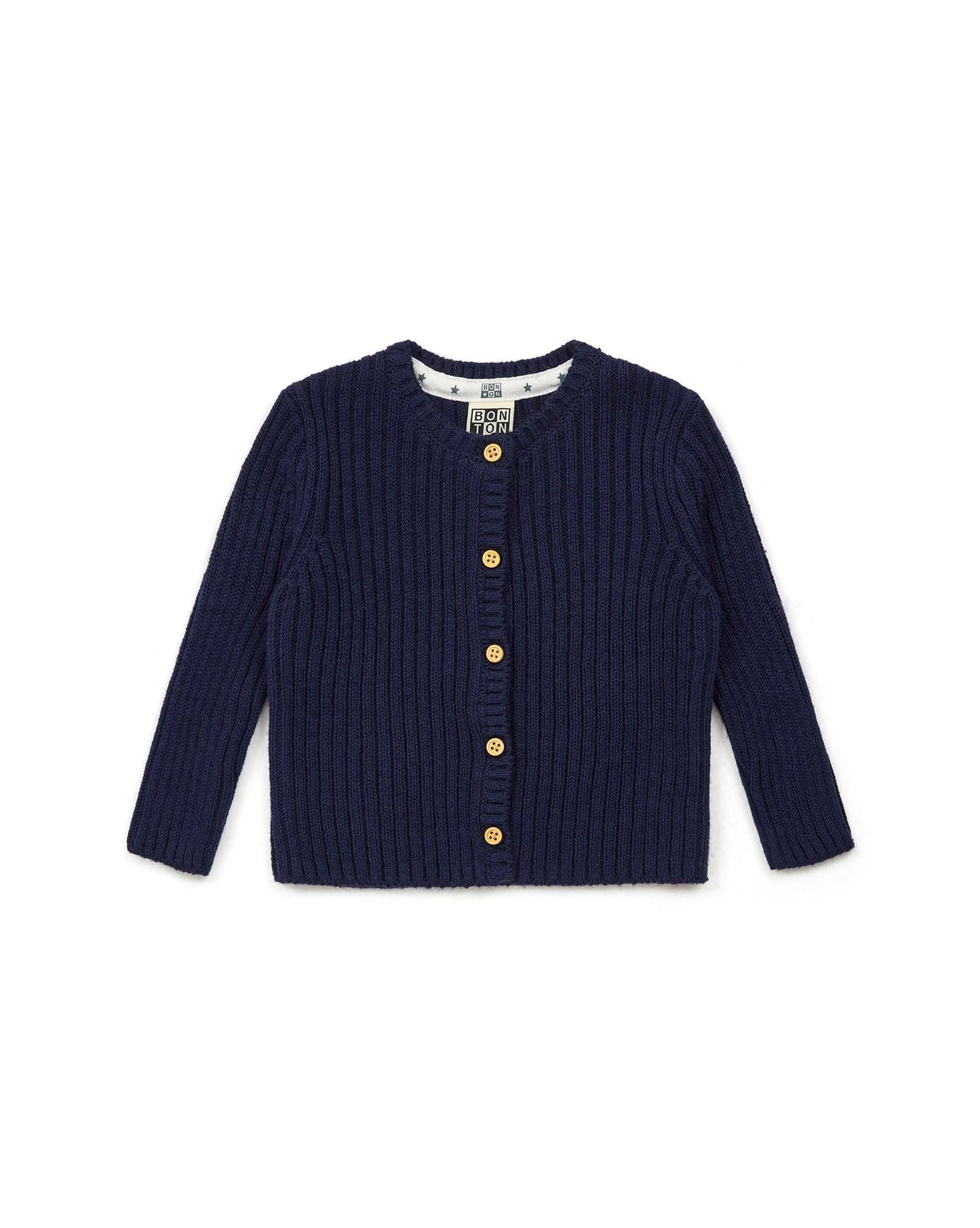 Cardigan - Sheep Blue Baby ribbed