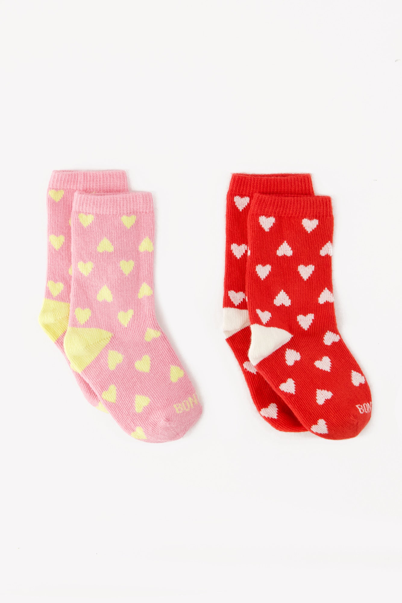 Lot 2 Chaussettes - rouges/roses Bébé jacquard coeur