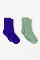 Lot 2 Chaussettes - Côtes vertes/bleues Bébé