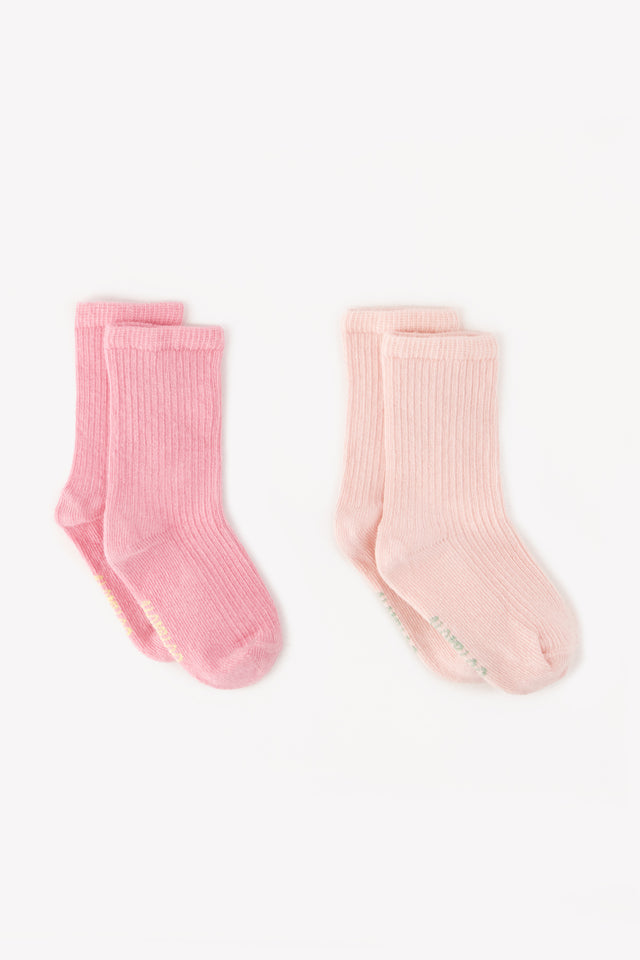 Lot 2 Socks - Pink ribs Baby - Image principale