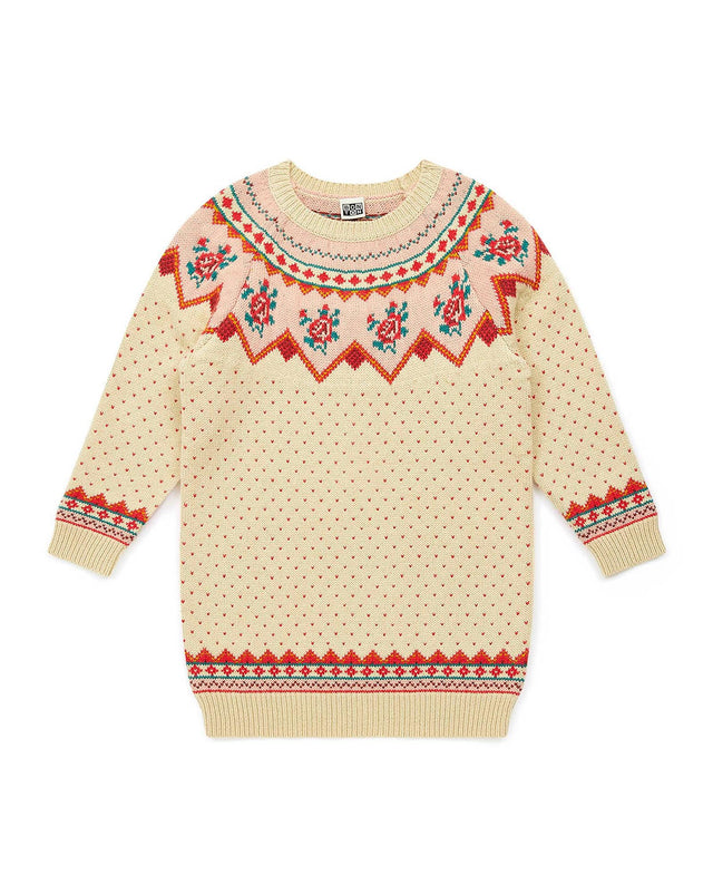 Dress - Sweater Beige in jacquard knitting - Image principale